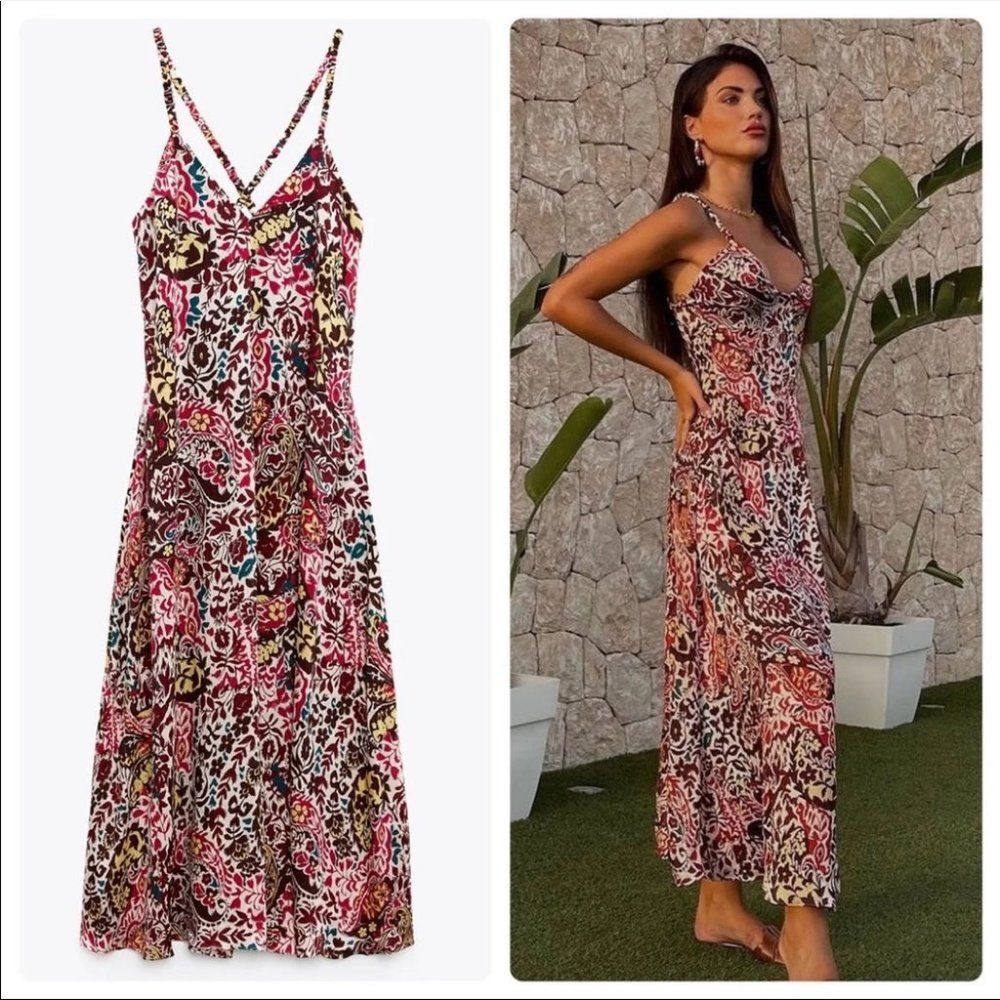 Zara Print Long Maxi Dress